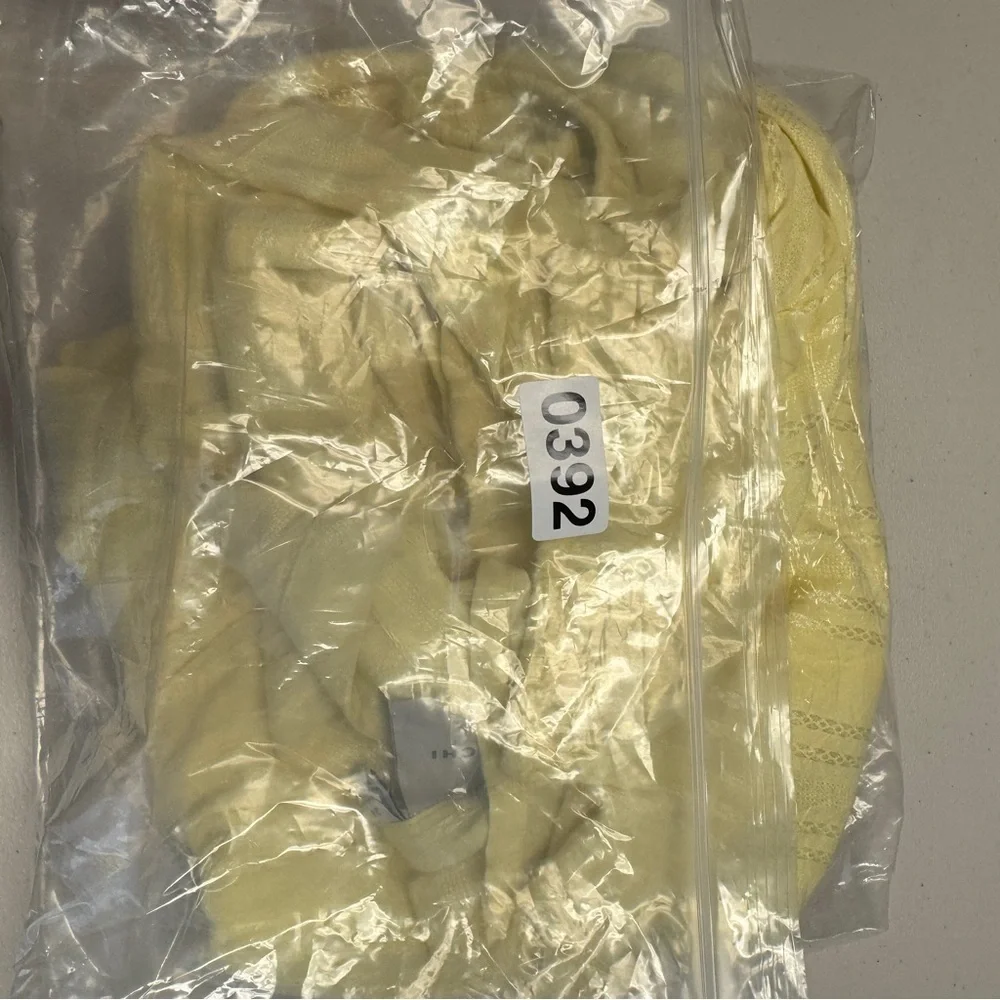 ICHI Yellow Textured Midi Dress Size 36 Button Front Short Sleeve Summer - Picture 13 of 13
